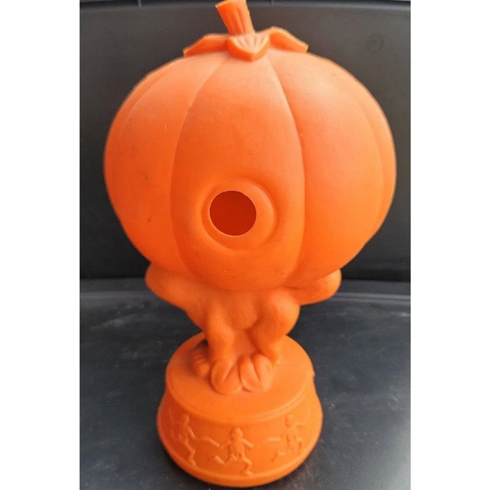 Blow Mold Halloween Jack O Lantern Black Cat Pumpkin Dancing Skeletons Table Top
